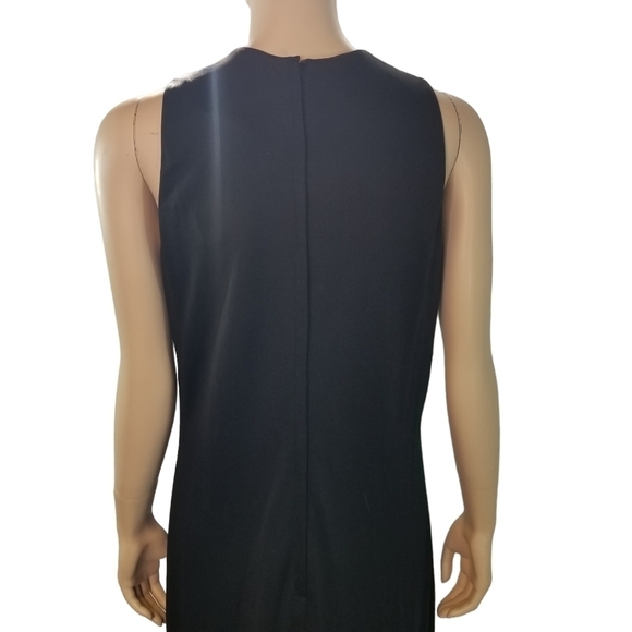 Vtg 70s Cirette black sleeveless jersey embroidered floral hem maxi dress - Picture 3 of 9